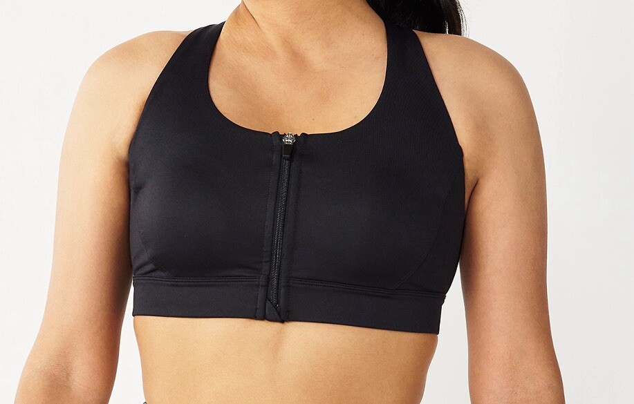 Tek Gear Workout Gear Zip-Front Medium Impact Sports Bra Women’s Size S Black
