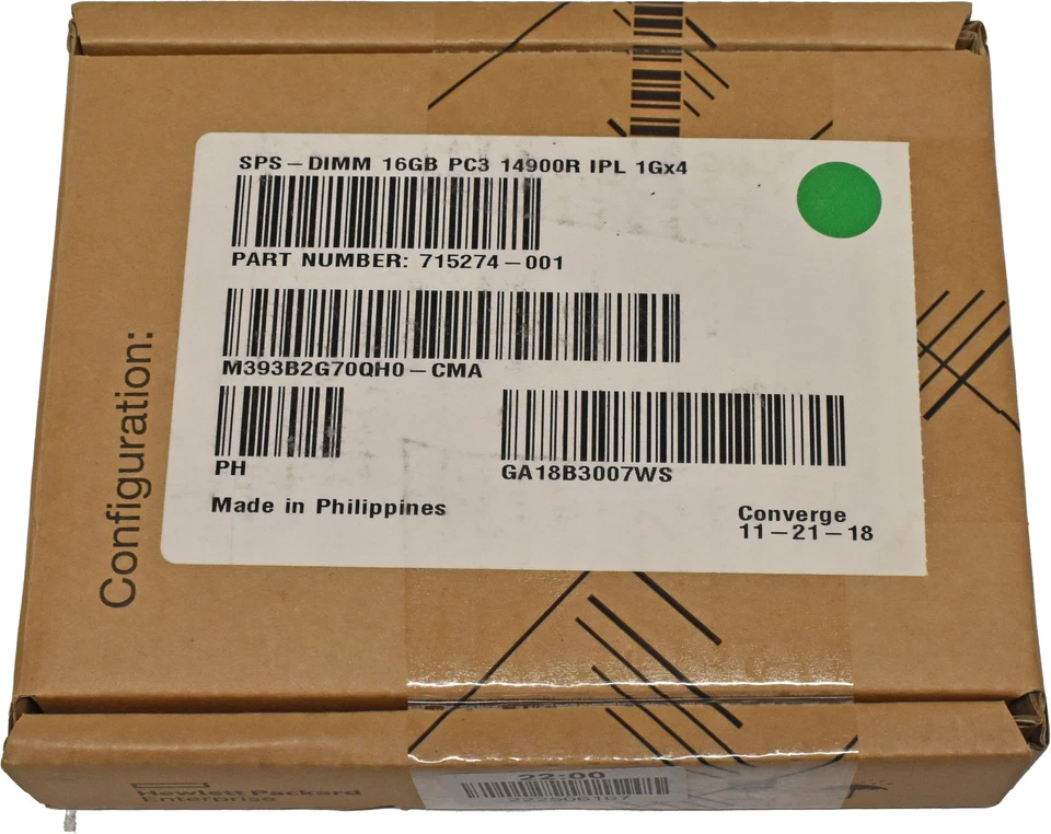 HP Samsung 16GB PC3-14900R 1Gx4 RAM REG ECC DDR3 M393B2G70QH0 715274-0001 NEW - Image 2 of 3