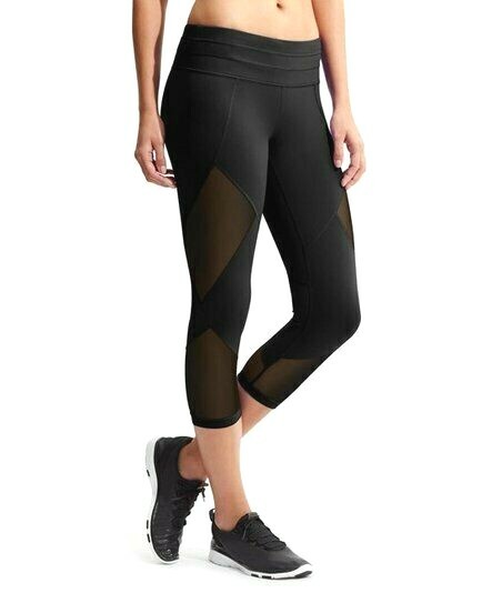 Athleta Sonar Capri Legging Solid Black Mesh Draw… - image 9