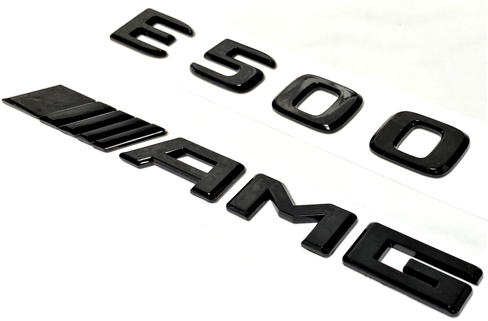 BLACK E500 + AMG FOR MERCEDES REAR TRUNK EMBLEM BADGE NAMEPLATE DECAL NUMBERS