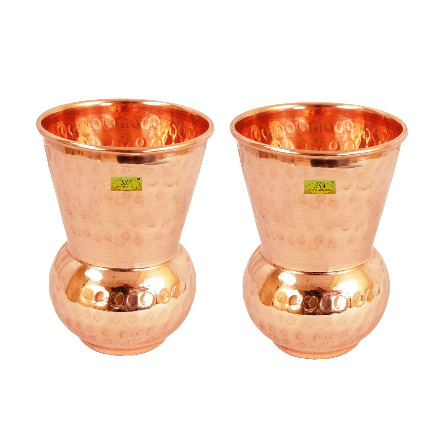 Juego De 2 Vasos De Agua De Cobre Diseño Martillado Matka Para Beber Agua 300 ML