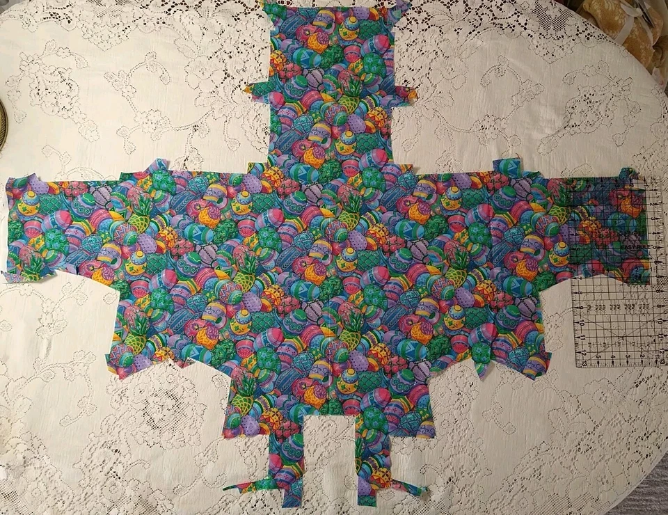 Vintage Packed Easter Eggs 13"x 28" + Tails Remnant Cranston Print Cotton Fabric - Image 2 of 4