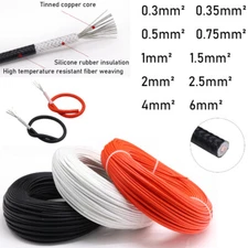 Silicone Glass Fiber Braided Tinned Copper Wire 0.3mm²~ 6mm² -65℃~+200℃ Colorful