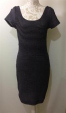 Pins and Needles Dress Women's M Gray Pleated Bodycon Short Sleeves Scoop Neck