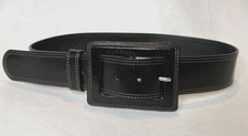 Banana Republic Women s Small Black Leather Belt Big Buckle Made In Italy