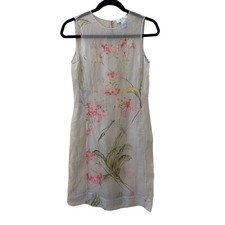 BCBG Max Azria Y2K Coquette Fairy 100 Silk Sheer Floral Sleeveless Shift Dress
