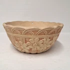 Vintage Ceramic Planter Raised Floral Basketweave Art Pottery Weller Style