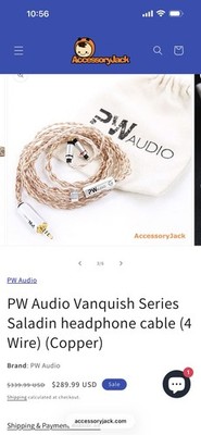 PW Audio Vanquish Series Saladin headphone cable 2pin/4.4mm  (Copper)