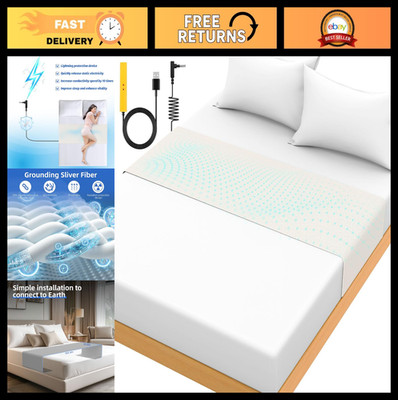 Grounding Mat for Bed - Organic Cotton & Silver Fiber, Fitted Sheet, Static Cord