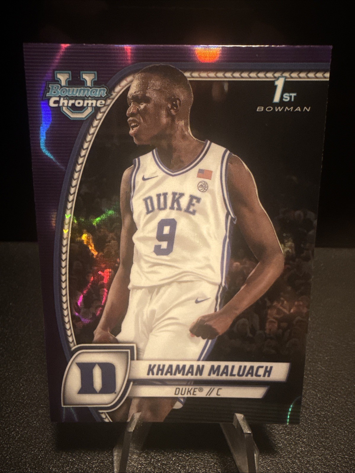 2024-25 Bowman University Chrome - Khaman Maluach #46 Purple Lava Refractor (RC)