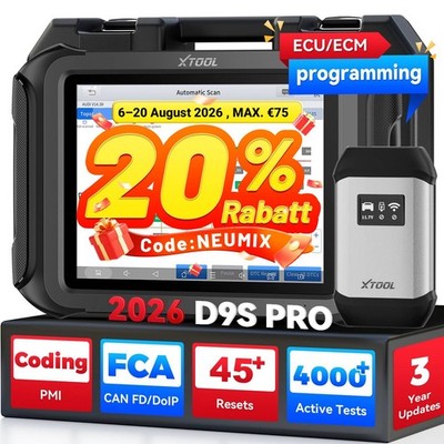 XTOOL D9S PRO KFZ Vollsystem-Diagnosegerät OBD2-Scanner-Tool ECU-Programmierung