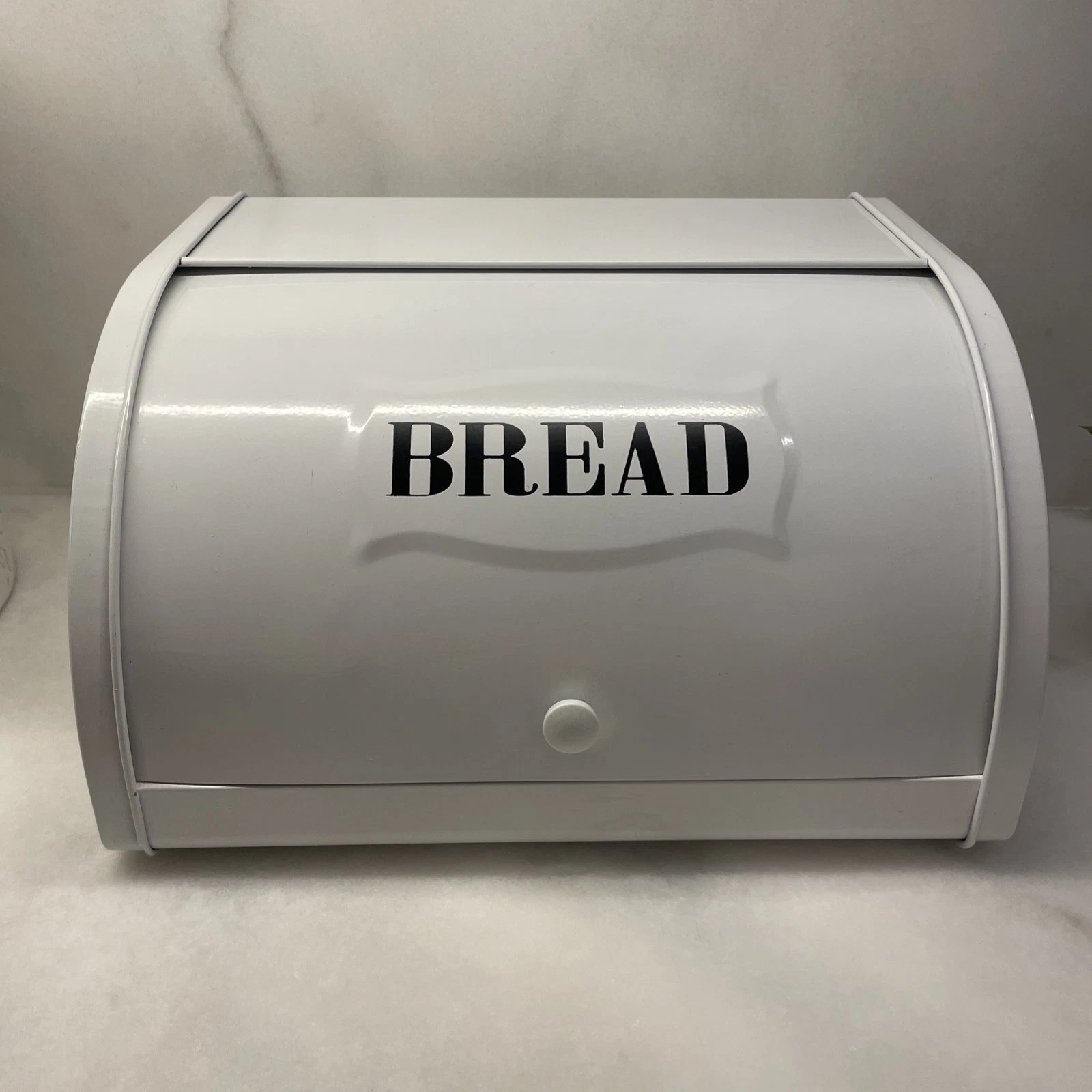 Retro Bread Box by Ashland White Metal Tin 6.75”H X 11.75”L X 9.75”W Roll Top