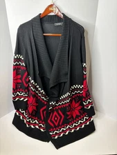 Lauren Ralph Lauren Fair Isle Knit Cascade Shawl Collar L/S Open Front Cardigan