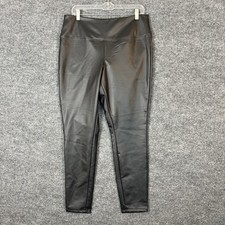 A New Day Womens Pull On Faux Leather Leggings Size Large Black High Rise Fun