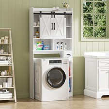 Waschmaschinenschrank Badezimmer Holzwerkstoff mit Schiebetüren Ablagen