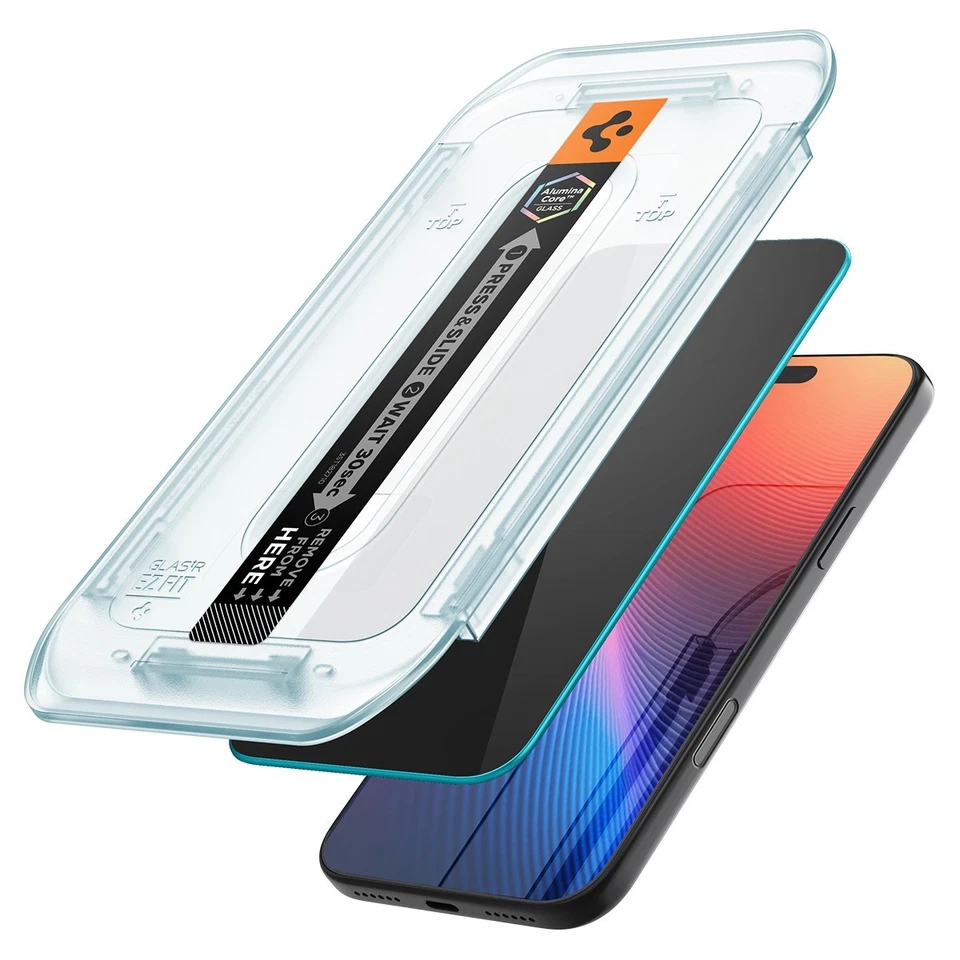 Pantalla de privacidad para iPhone 17 Pro Max / Pro / 17 | Spigen [GLAS.tR EZFIT] Foto 2 de 4