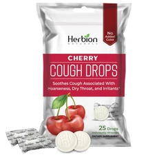 Herbion Naturals Cherry Cough Drops 25 Count All Natural Relief for Adults Kids