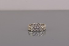 Sterling Silver 5mm Inverted Openwork Hearts Eternity Band Ring 925 Sz: 6