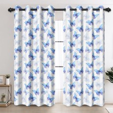Watercolor Butterfly Bedroom Curtains 2 Panel Sets, Flying Butterflies Light ...