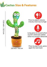Dancing Cactus Toy Music Mimic Dance Play for Babies, Kids, Teens, Adults