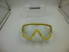 CRESSI WIDE VIEW PANO 3 YELLOW WITH CLEAR LENSES SCUBA DIVE MASK AND CARRY CASE