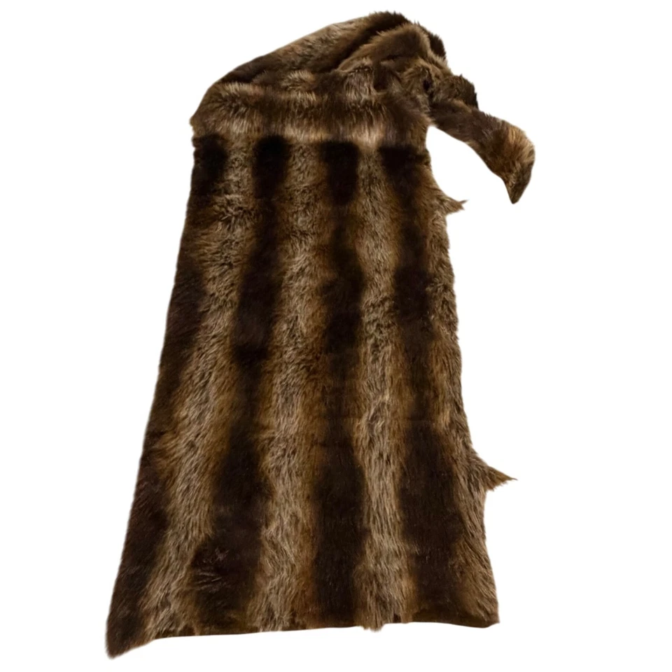 Vintage Brown Faux Fur Fleece Backing Fabric, Valance, Throw/Blanket 189"x21" - Image 2 of 4