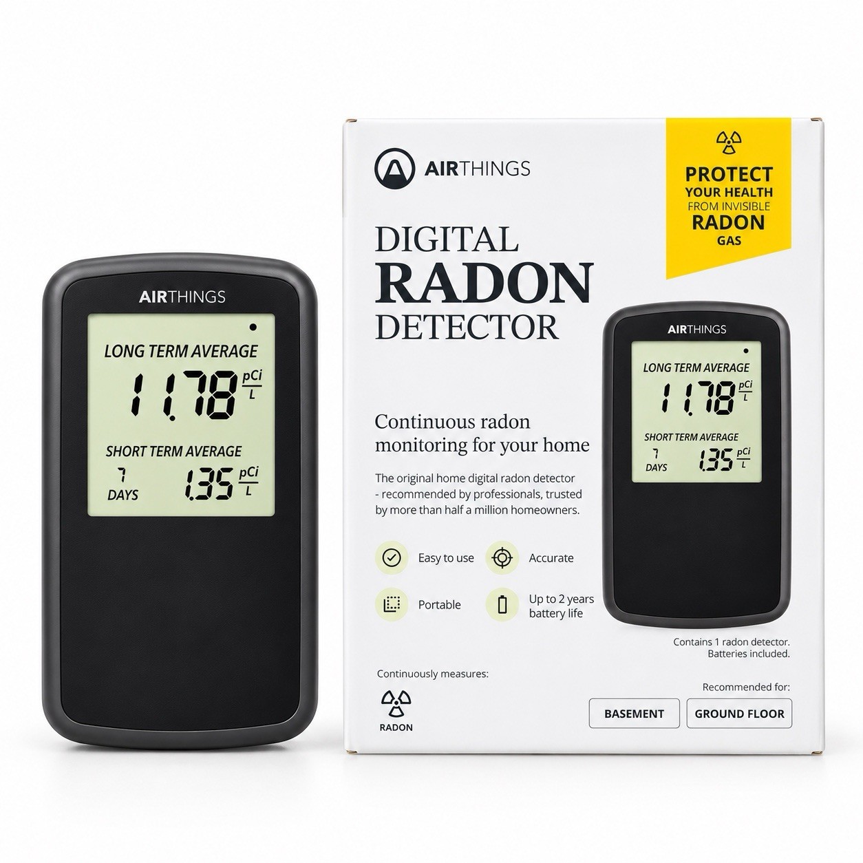 Airthings Digital Radon Detector Continuous Home Radon Monitor