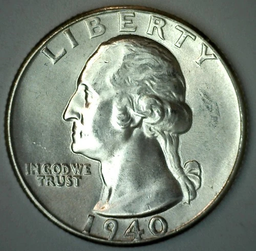 1940 SILVER US Washington Quarter Coin 25c Uncirculated from Old Collection