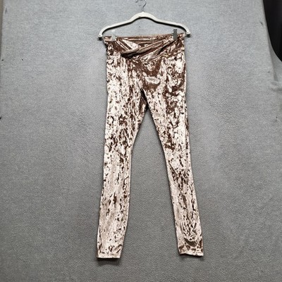 Fabletics Women Activewear Pants L Brown Velour Crossover Legging 30'' Inseam