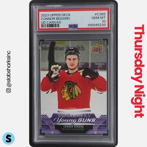 2023 UPPER DECK #C382 CONNOR BEDARD UD CANVAS YOUNG GUNS RC ROOKIE PSA 10