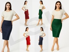 Women Glitter Skirt Knee Length Girls Casual Party Scuba Pencil Shiny Skirt