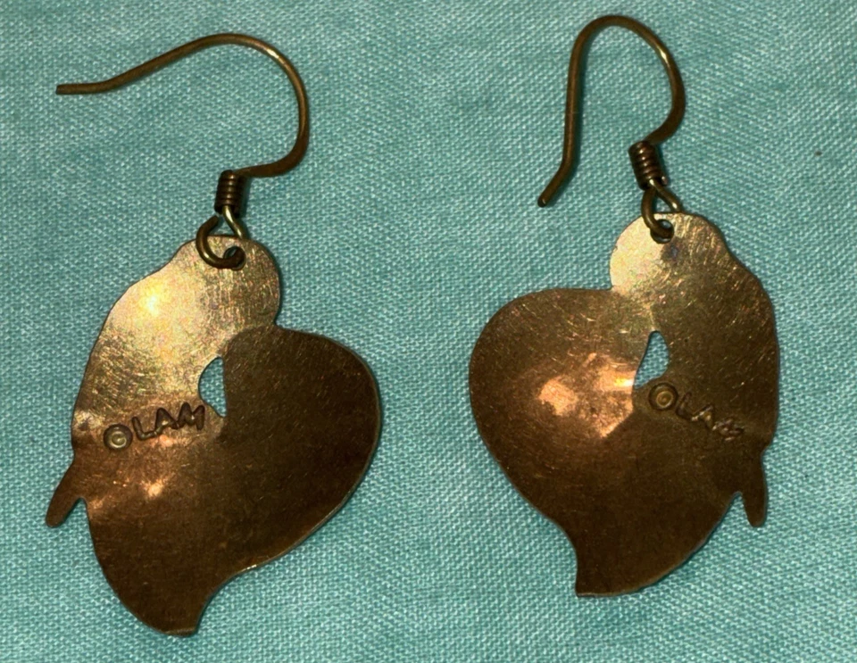 Pendientes Lily Pad cobre y esmalte verde de LAM Foto 3 de 4