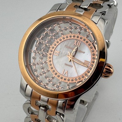 Christian Van Sant Quartz Watch Women 30m Rose Dual Tone Rhinestone New Batte 8''