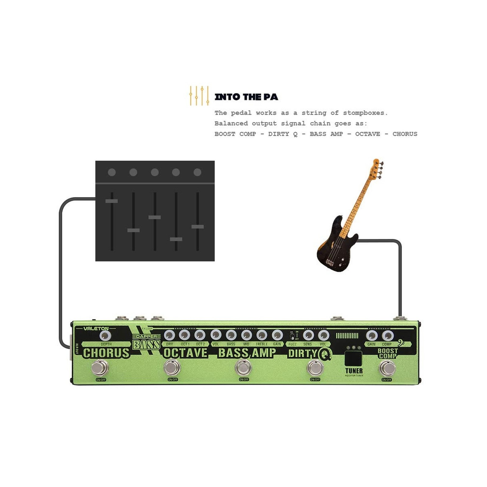 VALETON Dapper Bass DI Preamp Stage Session Gigging Gear Multi-Effects Pedal