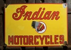 VINTAGE INDIAN MOTORCYCLES 12” PORCELAIN ADVERTISING SIGN DEALER DEALERSHIP