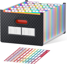 File Organiser, 26 Pockets Expanding File Folder, Upright and Open Top, A-Z Colo