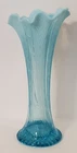VTG Northwood Fenton Blue Opalescent Swung Rose Vase 10.5" Tall  MCM Mid Century