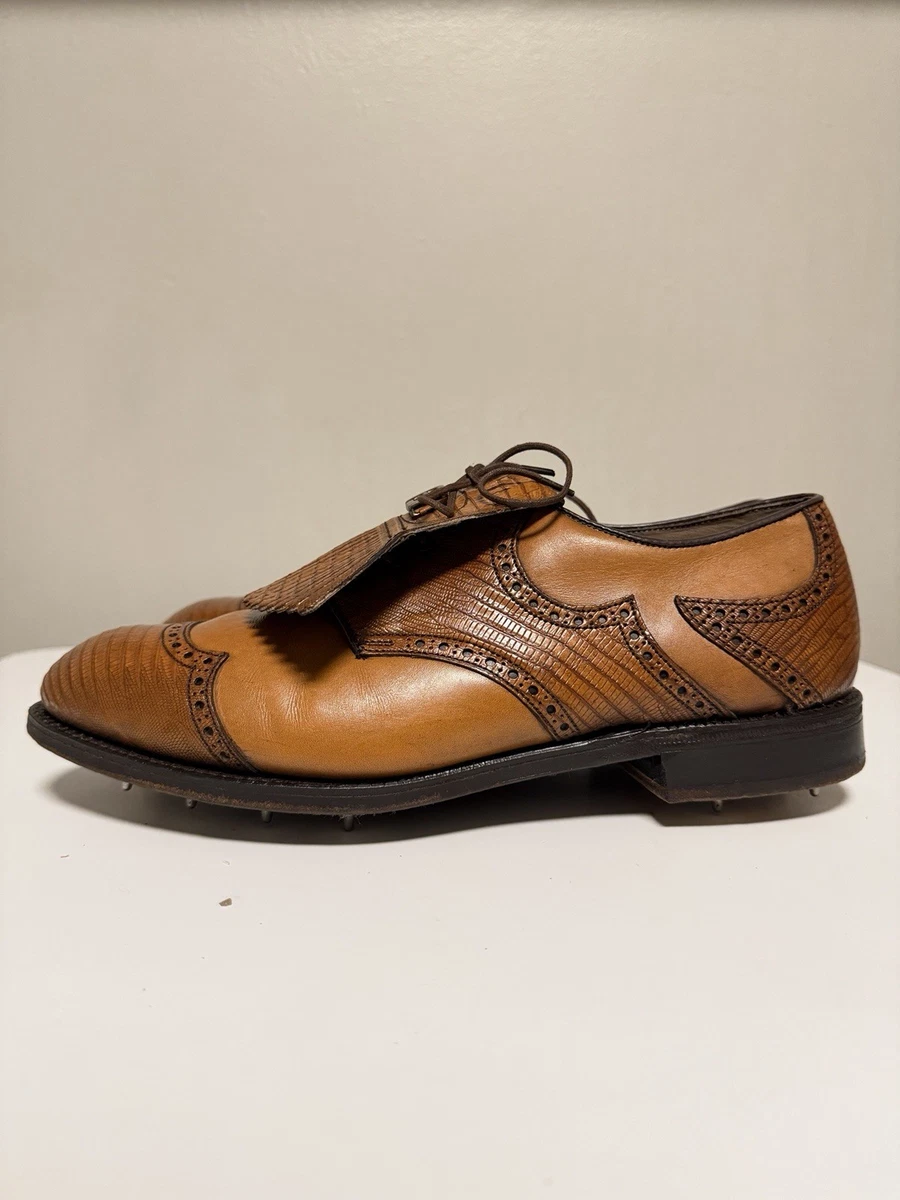Johnston & Murphy Men’s 9.5M Golf Shoes NWT Made in USA Two‑Tone Leather Wingtip Johnston & Murphy Mens 9.5 M Black Gray Leather Italian  main image 4