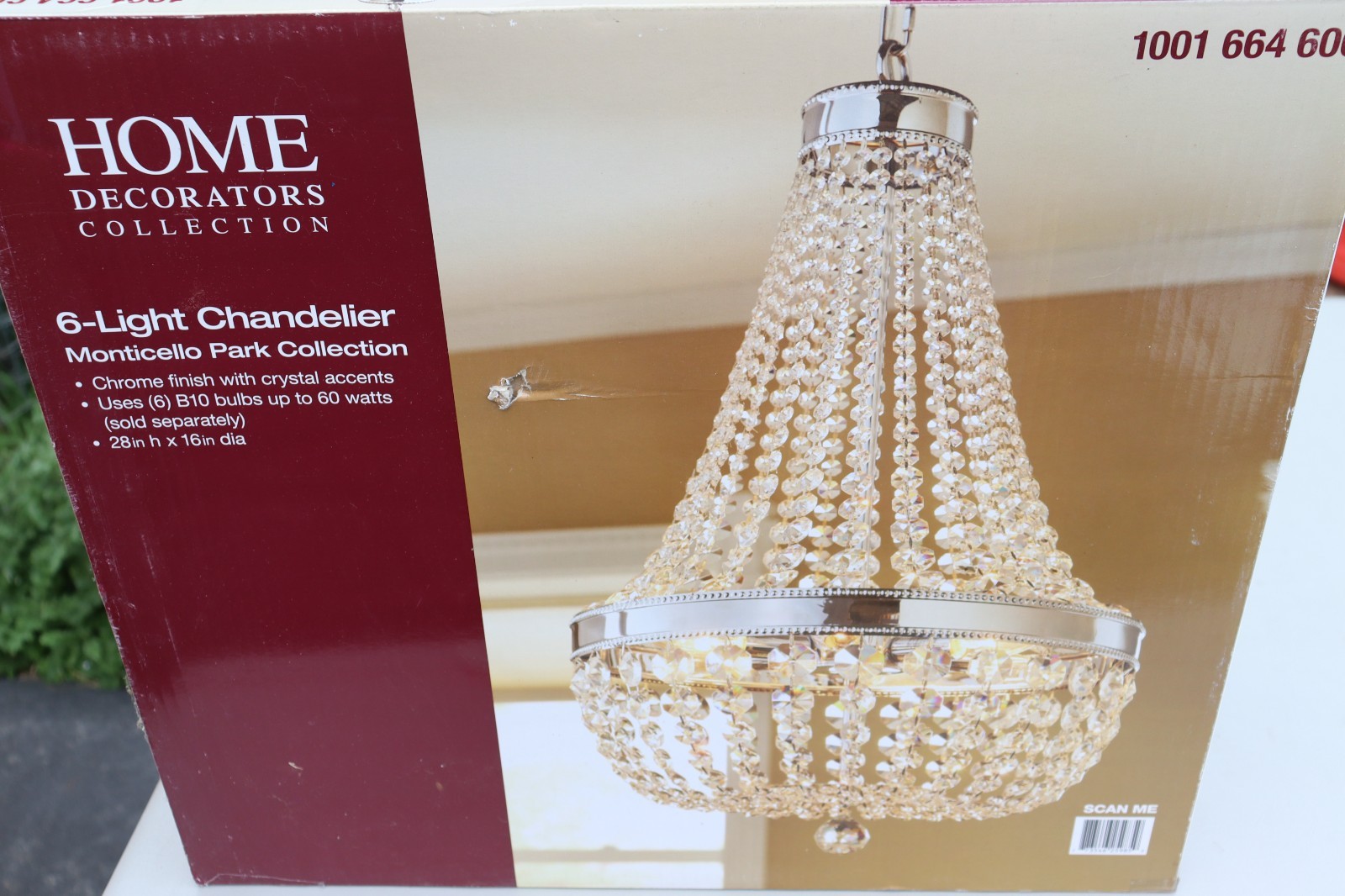 Home Decorators Monticello Crystal Chandelier Park 6-Light Chrome  NIB