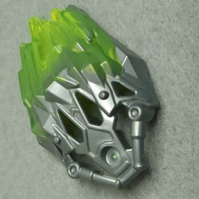 LEGO 24166pb04 Bionicle Crystal Armor Trans Bright Green Pattern Flat Silver x1