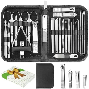 26 Pcs Manucure Pédicure Tools Kit Clippers en acier inoxydable