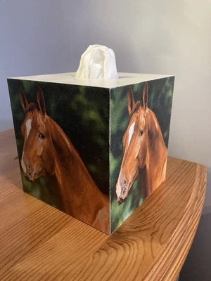 Stunning Chestnut Horse With Blaze Wooden MDF Tissue Box Cover NEW - Image 1 of 4