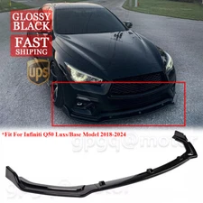 For Infiniti Q50 Luxe Base Premium 2018-24 Gloss Black Front Bumper Lip Splitter