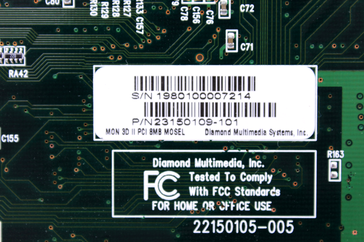 Diamond Monster 3D II 3DFX Voodoo 2 PCI 8MB 23150109-101 Card | eBay
