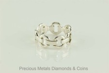 Sterling Silver 8.4mm Open Circle Bar Linked Band Ring 925 NF Sz: 8.5