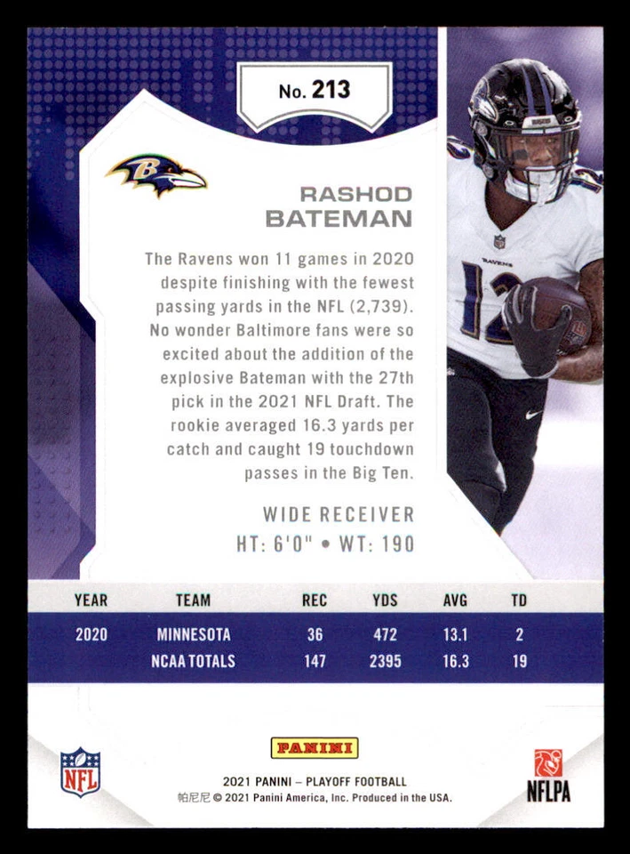 2021 Playoff Kickoff #213 Rashod Bateman - Image 2 of 2