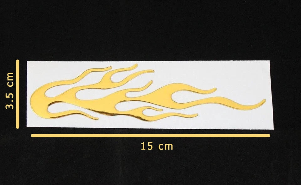 Adesivo 3D auto macchina moto scooter FIAMMA FUOCO ORO cromato tuning B01H7K0FOG - Immagine 2 di 4