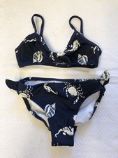 JCrew Crewcuts Navy And White Sealife Print Bikini Sz M 4/5 EEUC