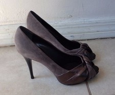 GIUSEPPE ZANOTTI MULTICOLOR SUEDE PEEP TOE PLATFORM PUMPS Sz 39.5M MADE IN ITALY