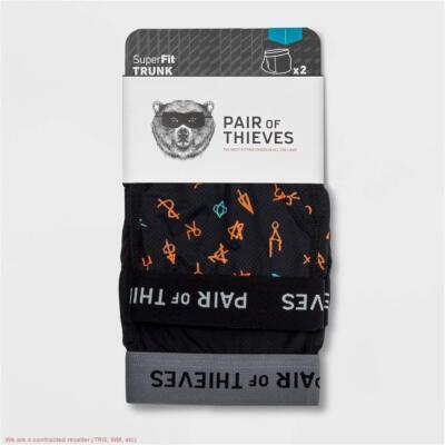 Pair of Thieves Men's Super Fit Trunk 2pk - Red/Tan/Blue Cave Drawing M